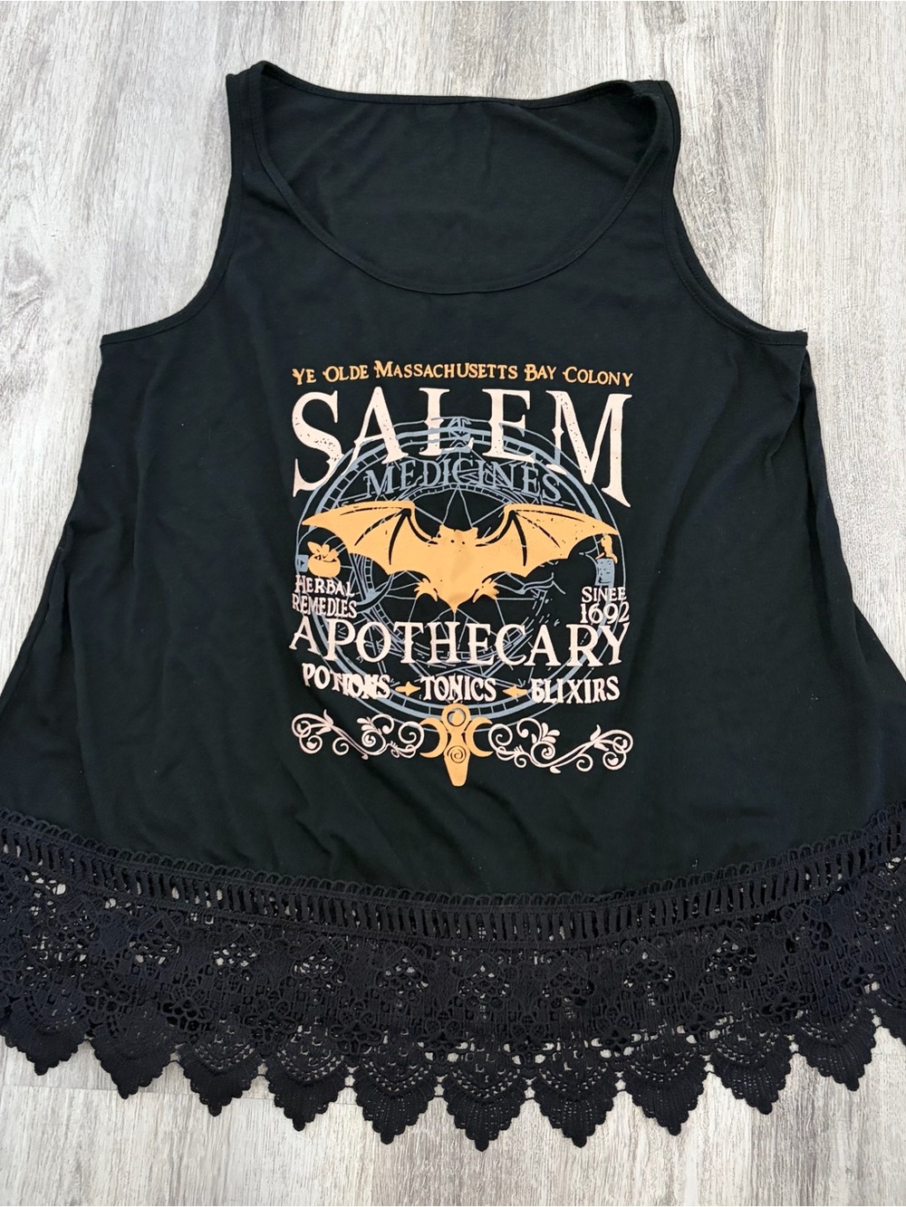 Salem Apothecary Witchy tank top Womens 1XL black WhimsiGoth Goth Halloween Lace